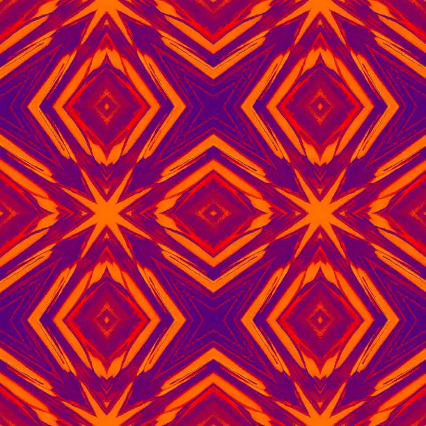 Photo of Kaleidoscope Star Grunge Yellow Ultra Violet Orange Purple Neon Pattern Seamless Rhomb Colorful Pretty Texture Distorted Macro Photography