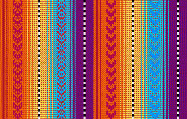 Blanket stripes seamless vector pattern. Serape design Blanket stripes seamless vector pattern. Background for Cinco de Mayo party decor or ethnic mexican fabric pattern with colorful stripes. Serape design mexican culture stock illustrations