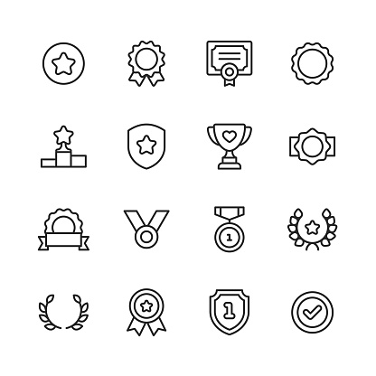 16 Awards and Achievement Outline Icons.