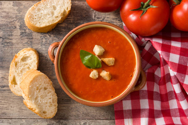 istock Tomato soup in brown bowl 1173882361