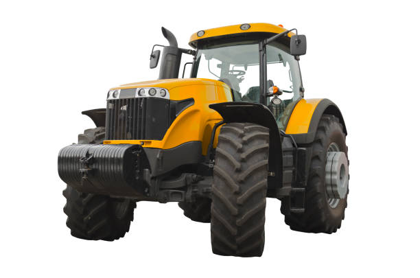 istock Yellow agricultural tractor, front view 1173889440
