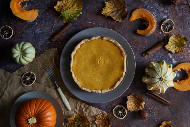 istock Pumpkin pie with cinnamon and vanilla on a plate. 1173894083