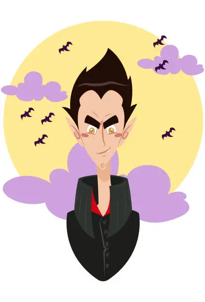 Vector illustration of Halloween, dracula the vampire