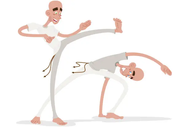 Vector illustration of Playing capoeira Brazil