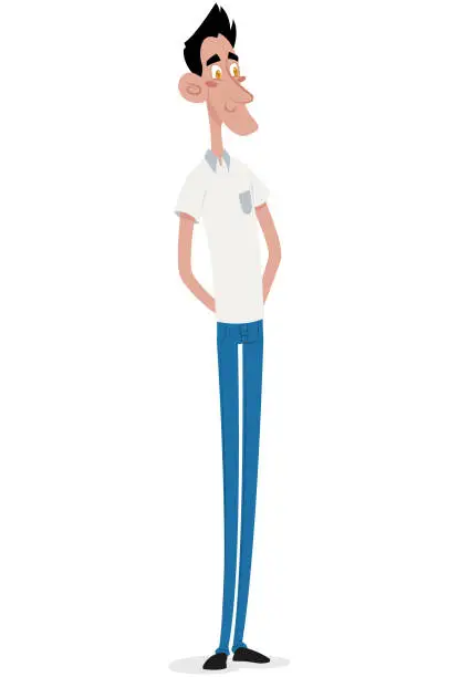 Vector illustration of Friendly observant boy