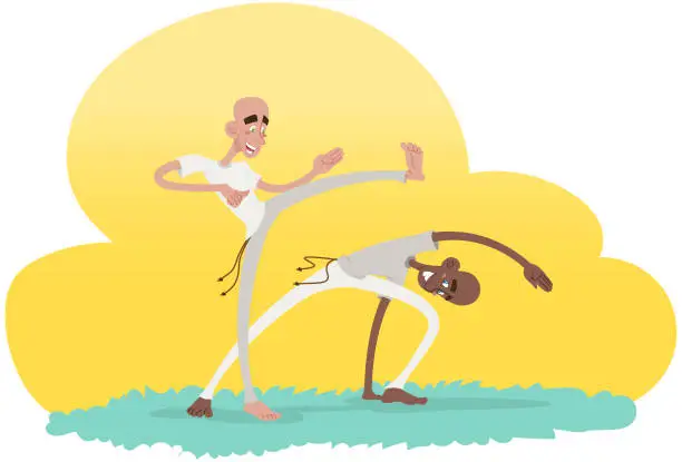 Vector illustration of Playing capoeira Brazil