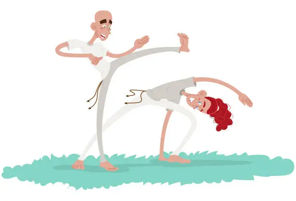 Vector illustration of Playing capoeira Brazil