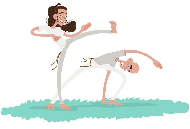 Vector illustration of Playing capoeira Brazil