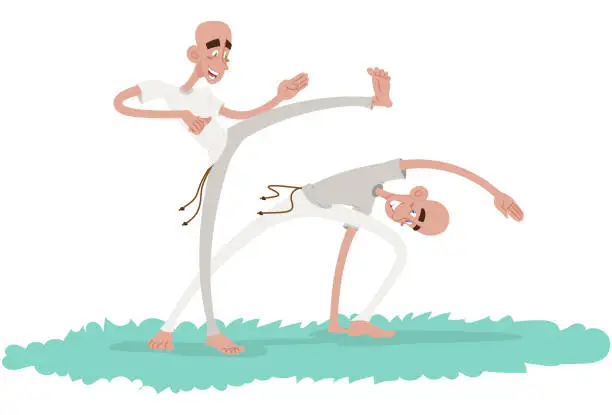 Vector illustration of Playing capoeira Brazil