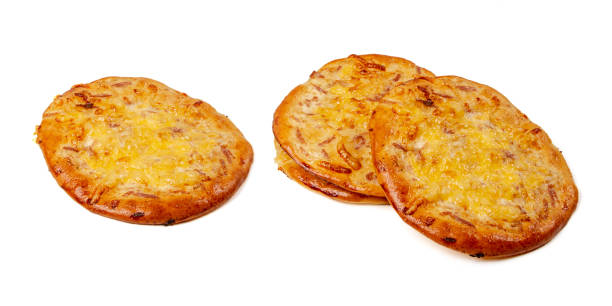 istock Group of freshly cheese Khachapuri baked isolated on white background 1173904996