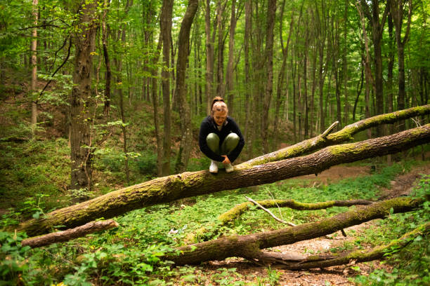 Young woman on a Day Hike in Forest