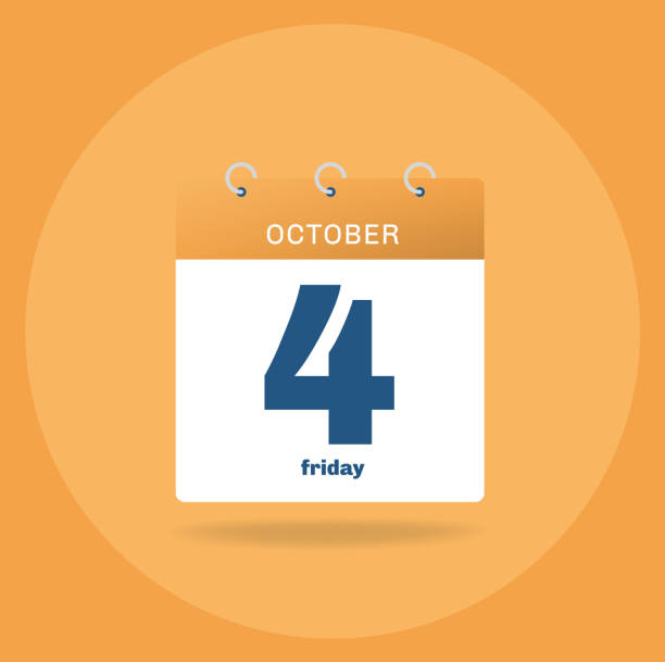 illustrazioni stock, clip art, cartoni animati e icone di tendenza di calendario giornaliero con data 4 ottobre. - calendar vector today time