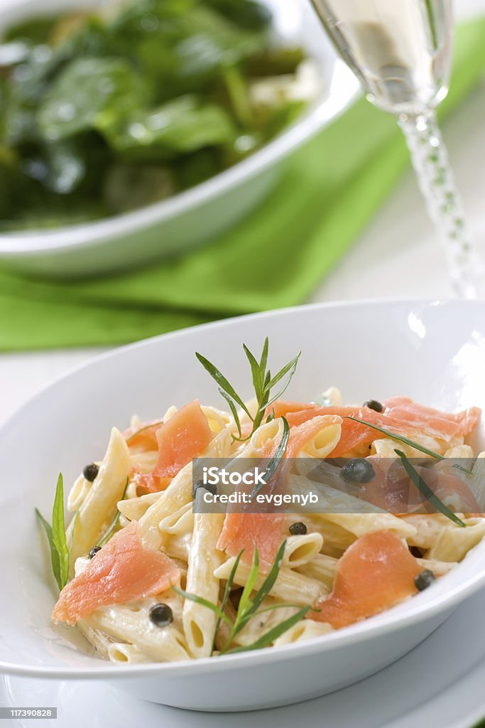 Salmon Pasta  Color Image Stock Photo