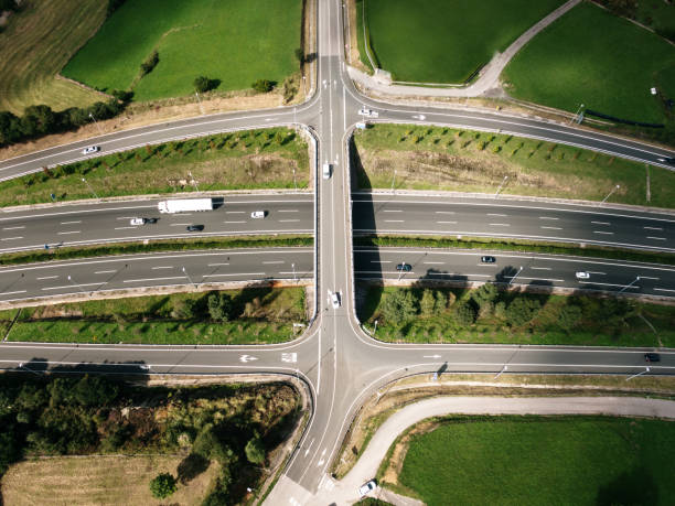 istock Highway with traffic as seen from directly above 1173909248