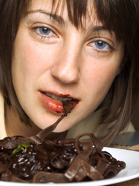 istock Woman with chocolate tagliatelle 117390930