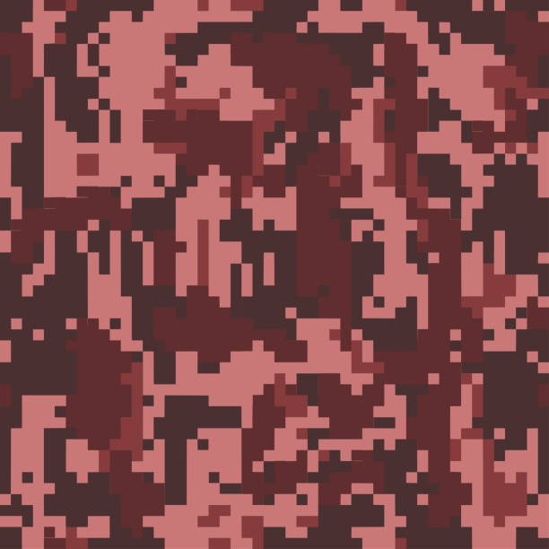 Digital camo. Camouflage seamless pattern for printing on cloth, textile. Different shades of red wine color. Vector Digital camo. Camouflage seamless pattern Vector illustration for printing on cloth, textile. Different shades of red wine color Abstract background in military style. red camouflage pattern stock illustrations