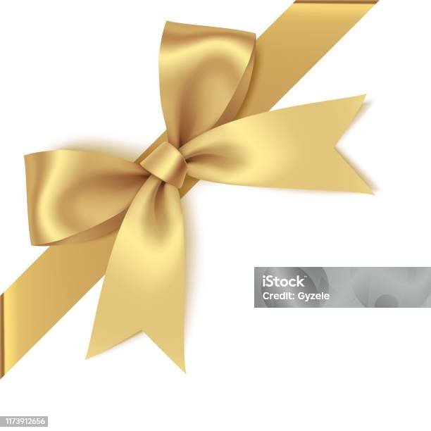 角に斜めのリボンが付いている装飾的な金色の弓ページの装飾のためのベクトル弓 - ちょう結びのベクターアート素材や画像を多数ご用意 - ちょう結び, クリスマス, リボン
