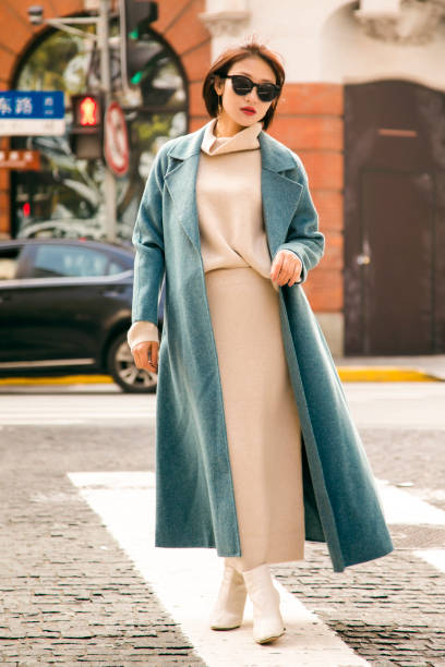 Blue jacket worn on a beautiful Asian girl