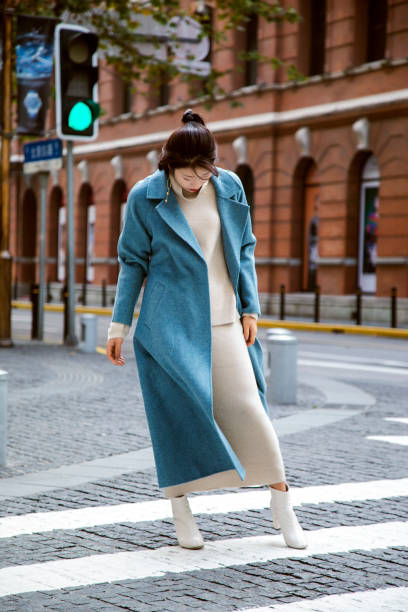 istock Blue jacket worn on a beautiful Asian girl 1173923193