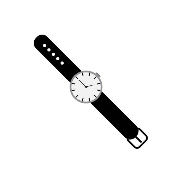 ilustraciones, imágenes clip art, dibujos animados e iconos de stock de icono vectorial del reloj de muñeca aislado sobre fondo blanco - reloj de pulsera