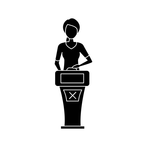 ilustrações, clipart, desenhos animados e ícones de ícone do glifo de falha da mostra do quiz - women failure nerd talking