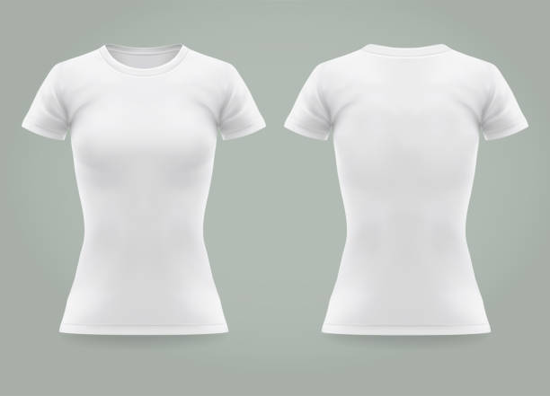 illustrazioni stock, clip art, cartoni animati e icone di tendenza di primo piano di donna realistica o t-shirt da donna 3d - shirt letter t t shirt template