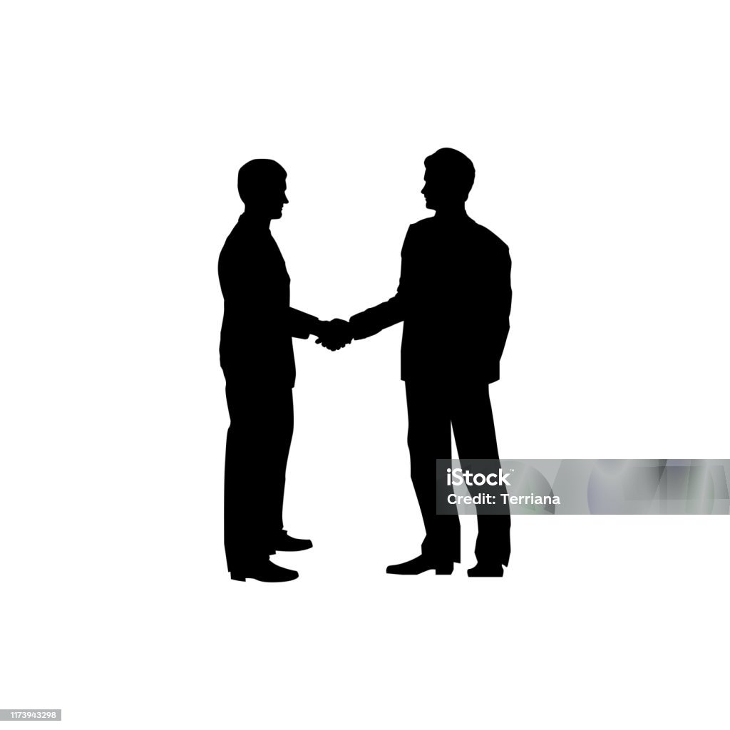 Dua Pengusaha Jabat Tangan Pria Siluet Bisnis Simbol Colaboration