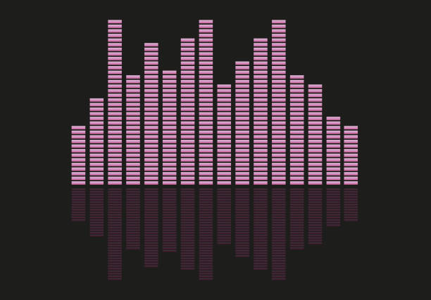 Pink bars of audio volume. Equalizer graphic of music player. pink guitar stock illustrations