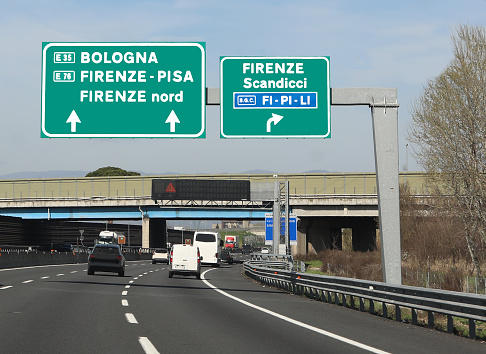 crossroad to italian freeway called FiPiLi and Florence and Scan