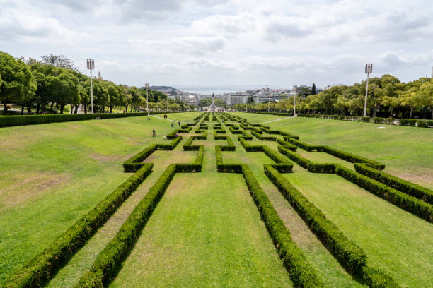 View over the large Edward VII park at the end of Avenida de Liberdade in Lisbon