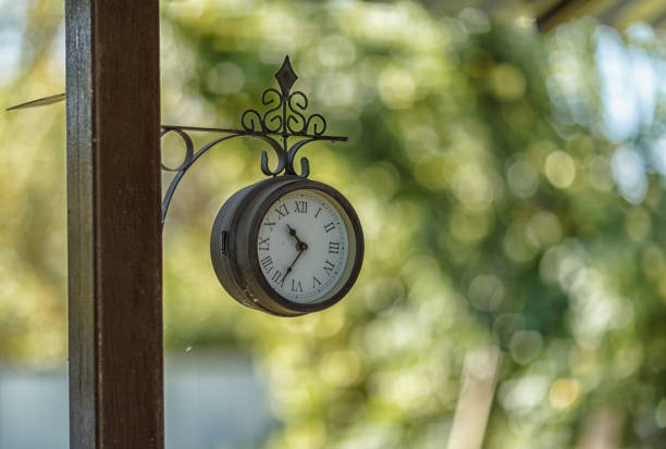 istock a clock on a pole with a blurred background shot on a Sunny September day 1173961998