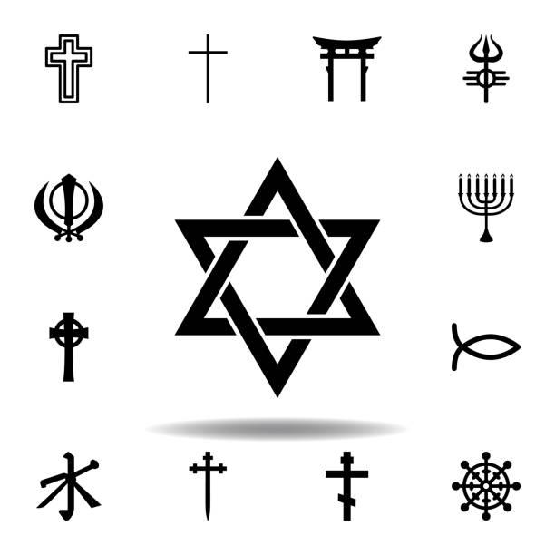 ilustrações de stock, clip art, desenhos animados e ícones de religion symbol, judaism icon. element of religion symbol illustration. signs and symbols icon can be used for web, logo, mobile app, ui, ux - religion symbol spirituality islam