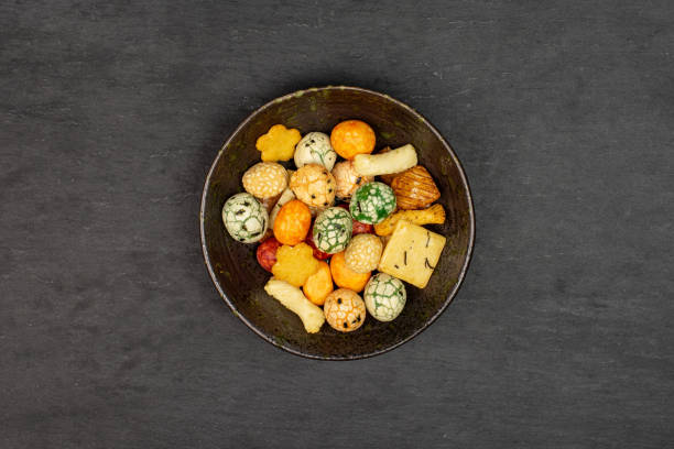 istock Japan assortment snacks on grey stone 1173963998