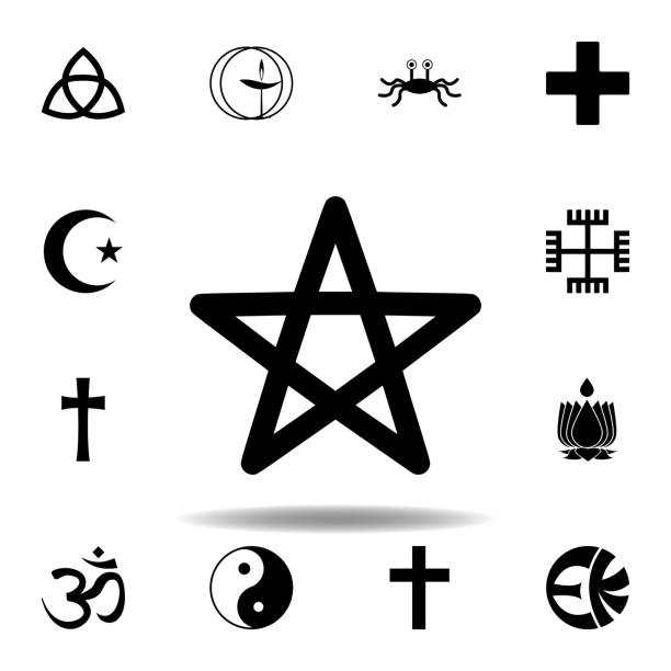 宗教シンボル、ウィッカアイコン。宗教記号イラストの要素。看板やシンボルアイコンは、ウェブ、ロゴ、モバイルアプリ、ui、uxに使用することができます - celtic cross cross cross shape celtic culture点のイラスト素材／クリップアート素材／マンガ素材／アイコン素材