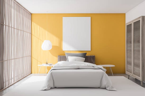 istock Yellow bedroom interior with poster 1173964215