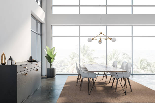 istock Side view of white dining room 1173964682