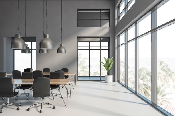istock Gray loft conference room interior 1173965483