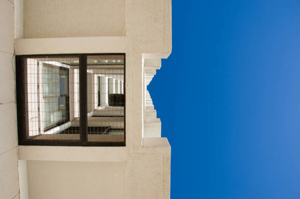 An interesting silhouette of a building in Playa del Sol, Vina del Mar, Chile.