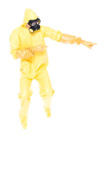 istock Man in protective clothing jumping 1173978517