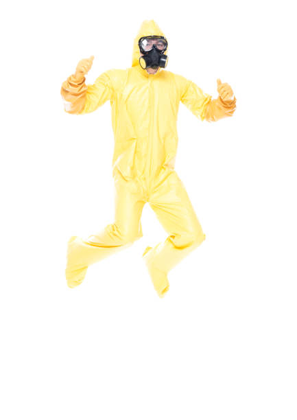 istock Man wearing hazmat suit ( protective clothing ) 1173980204