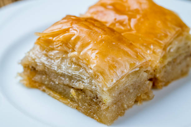 istock baklava with walnuts on wooden table. Turkish cuisine 1173982747