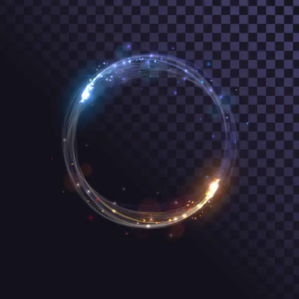 Vector illustration of Glow ring, spin effect with sparks