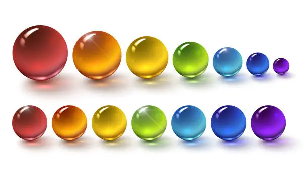 Vector illustration of Multi-colored glass balls