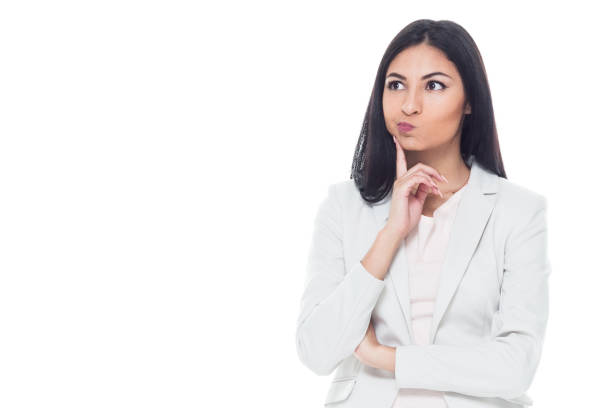 istock Beautiful female wearing nice clothes - thinking 1174016138