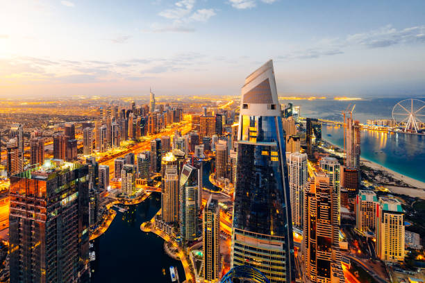 istock Dubai Marina Skyline at sunrise. 1174021542