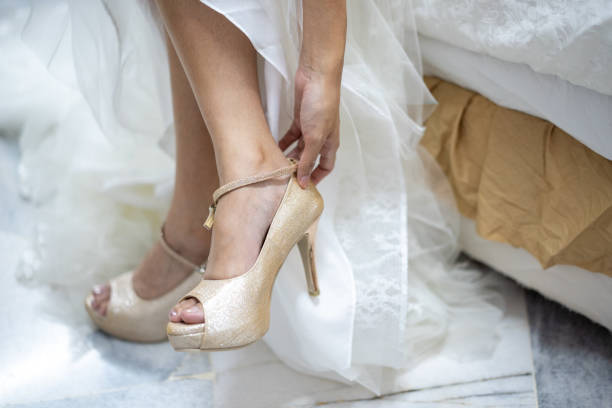 istock Bride wearing wedding heels on wedding day 1174027605