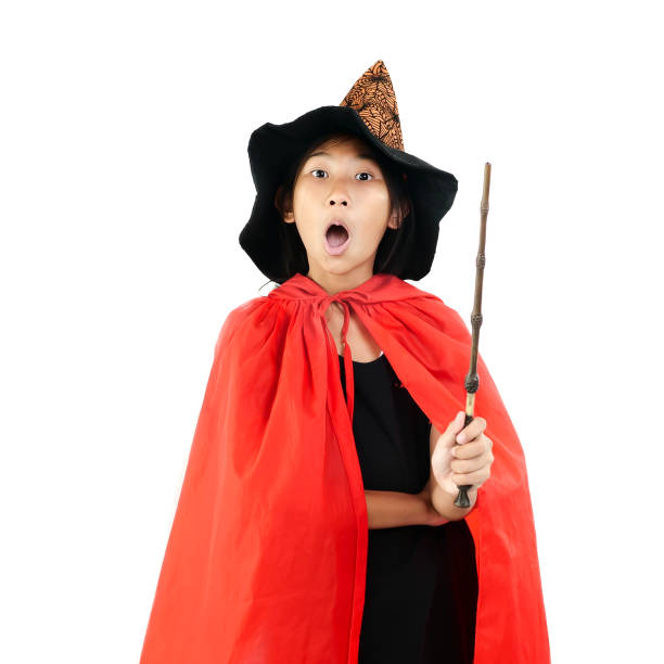 istock Asian girl with witch costume, halloween concept. 1174034372
