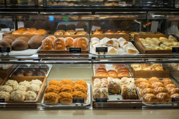 istock Assorted pastry and bread arranged on tray at bakery shop. 1174035209