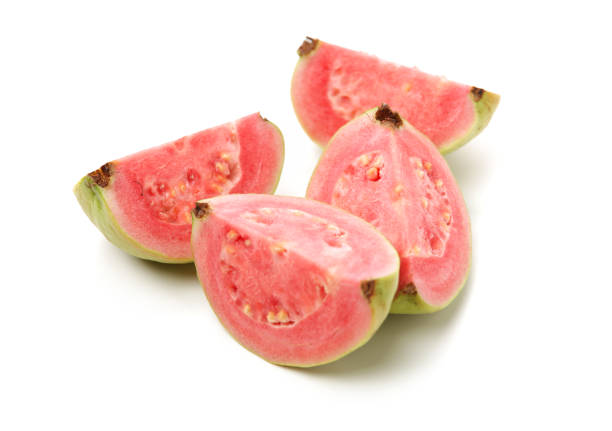 Pink guava isolated on white background