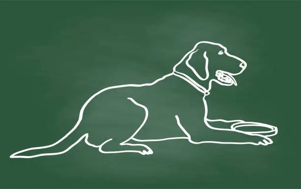 Vector illustration of Tired Dog Chalkboard